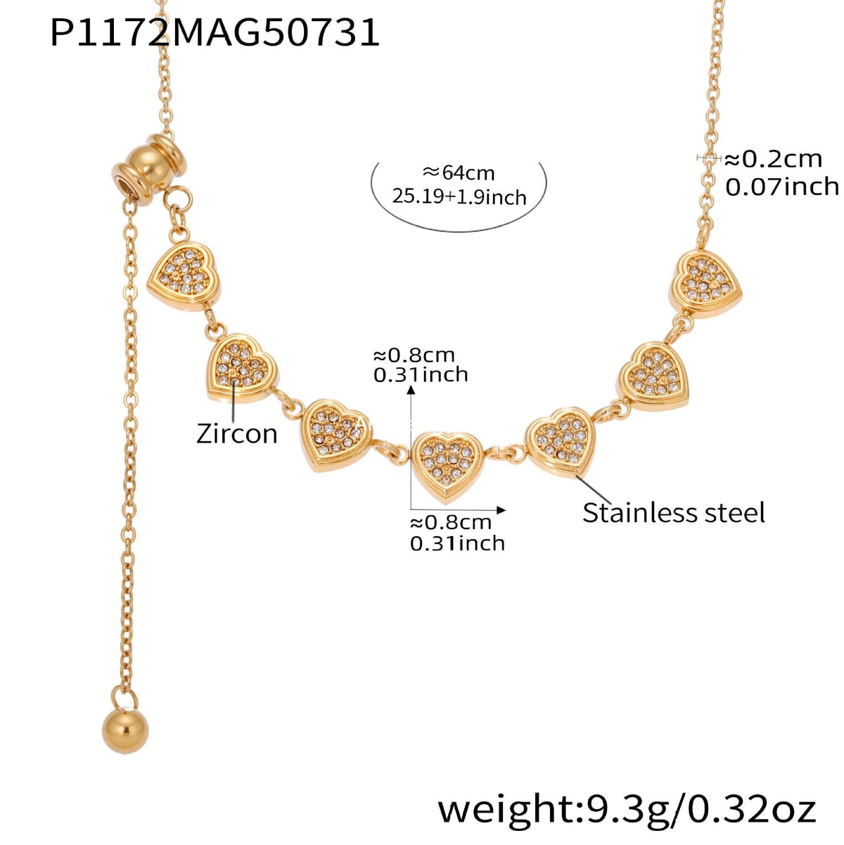 D관 - 스테인리스 스틸 큐빅 하트 팔각별 펜던트 목걸이 [P1172-P1174] 25.08-2