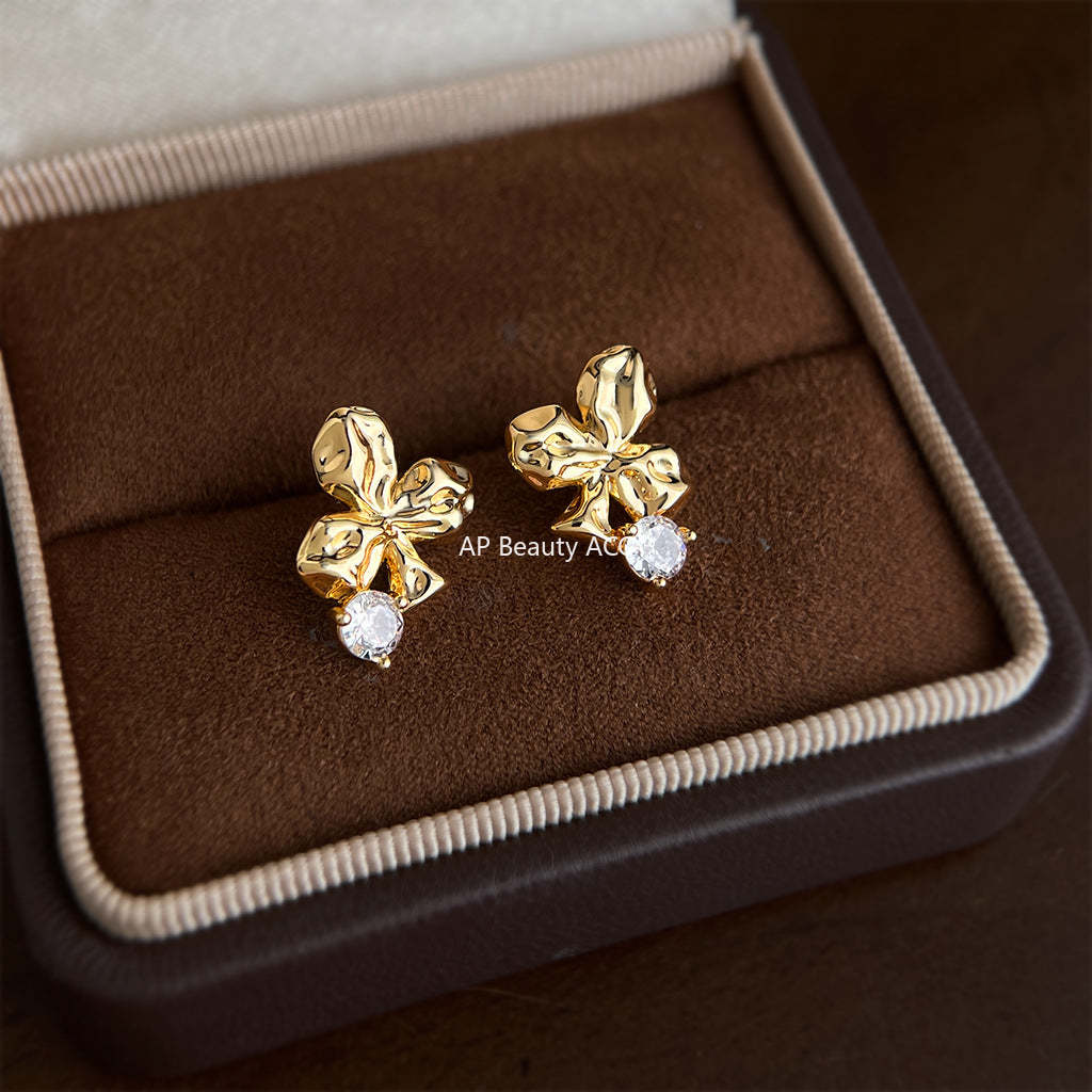 C관 - 925 은침 클로버 플라워 모양 큐빅 귀걸이 [7137] 25.12-1