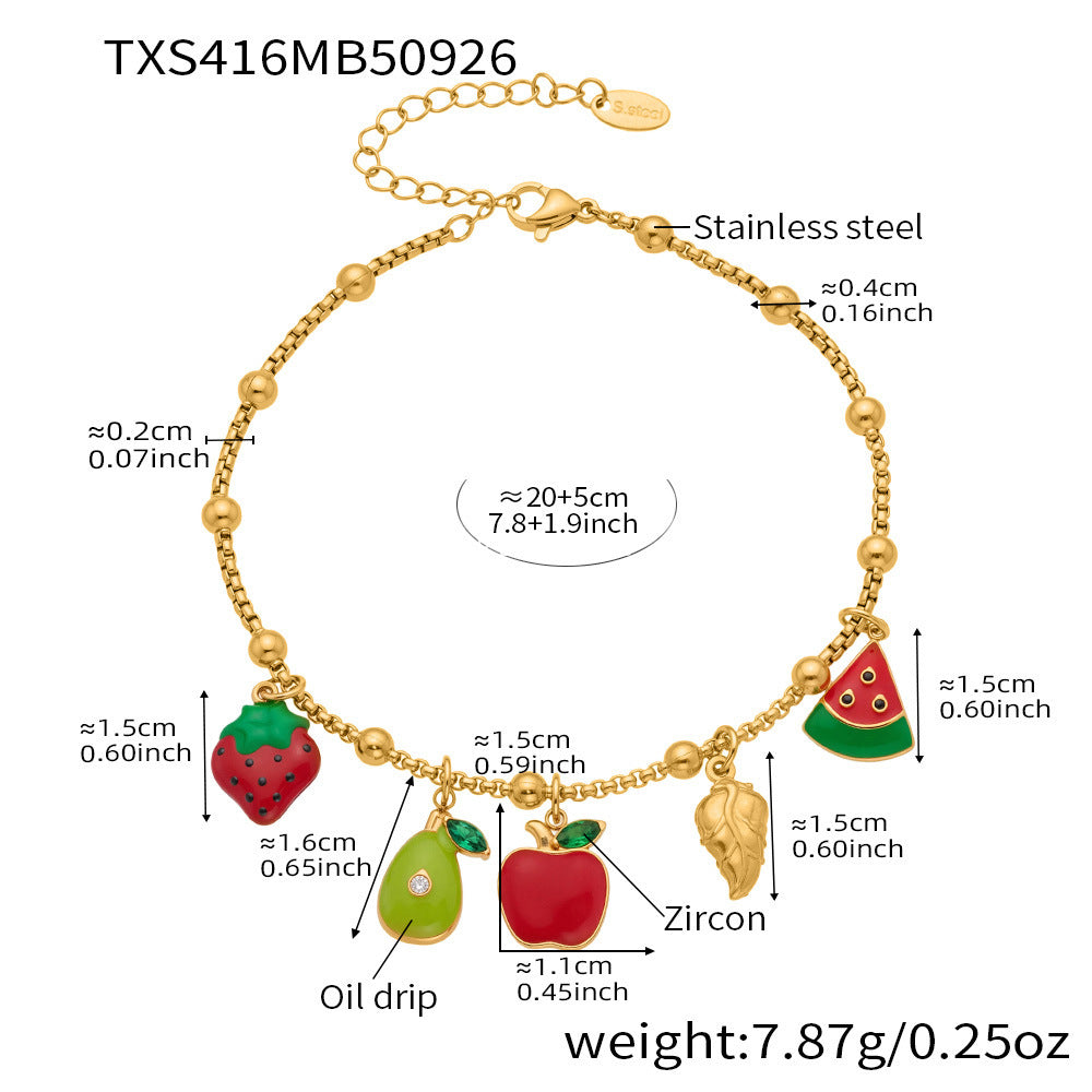 D관 - 스테인리스 스틸 과일 큐빅 펜던트 목걸이 팔찌 발찌 [TXP416] 25.10-1