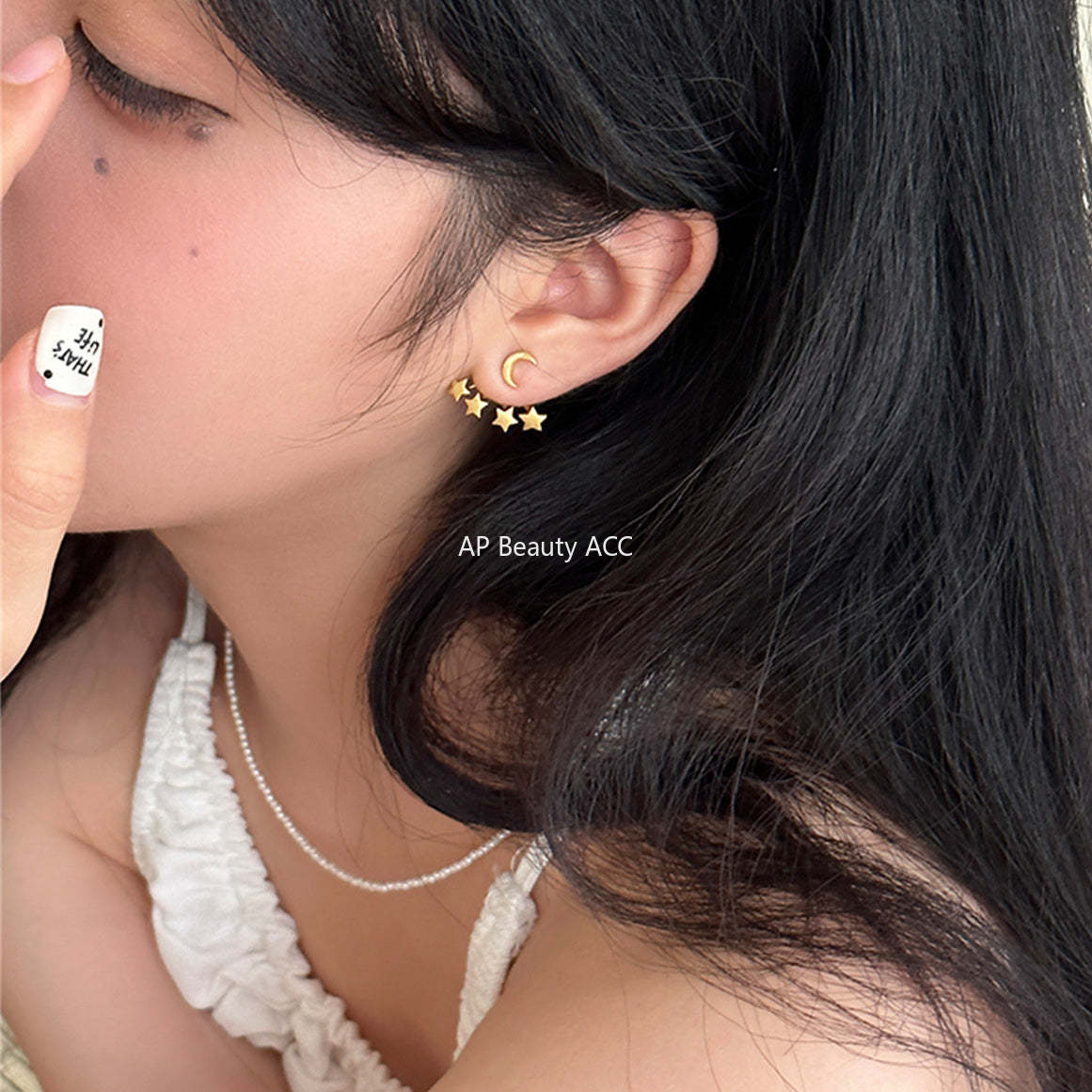 A관 - 925 은침 별 달 브러시드 귀걸이 [EH-3068] 24.07-4
