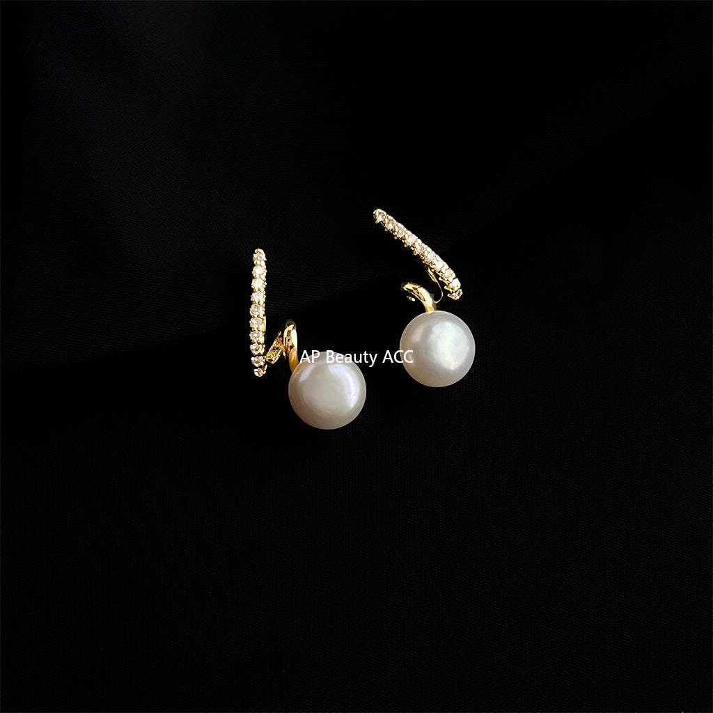 C관 - 담수 진주 골드 도금 나선형 이어커프 귀걸이 [EJ0203P] 25.02-3