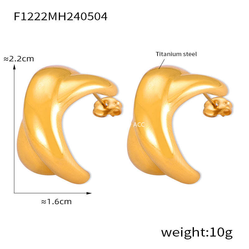 D관 - 티타늄 스틸 크로스 디자인 18K 도금 기하학적 세련된 귀걸이 [F1222-F1224-5] 24.05-2