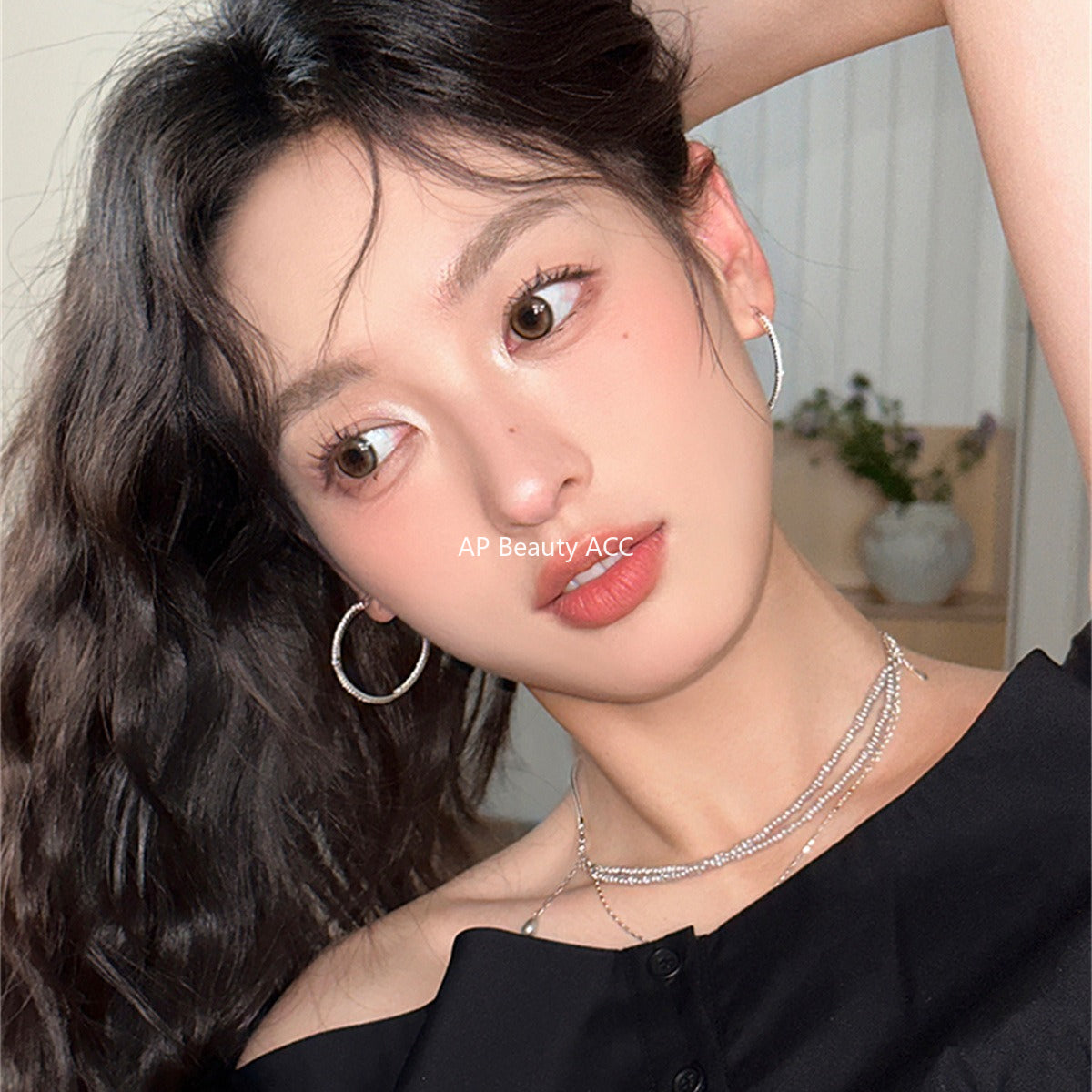 A관 - 925 은침 큐빅 대형 링 귀걸이 [EH-4102] 25.10-1