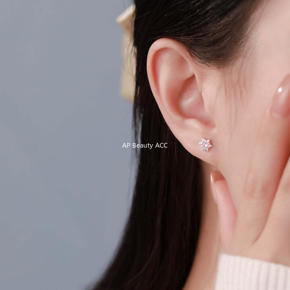 B관 - 999 실버 눈꽃 모양 큐빅 귀걸이 [YC5733E_2] 25.12-3