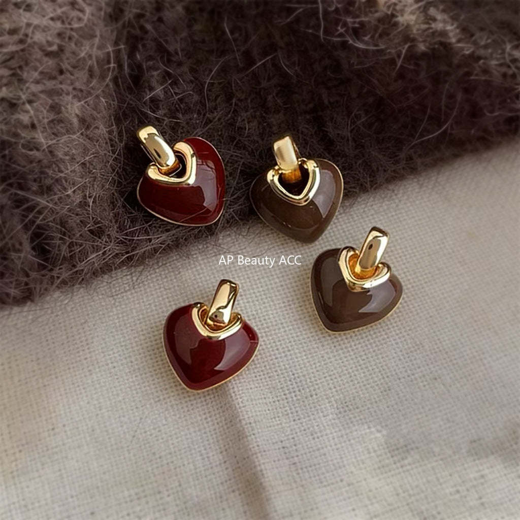 C관 - 925 은침 하트 핸드 페인팅 귀걸이 [7256-7257] 25.12-3