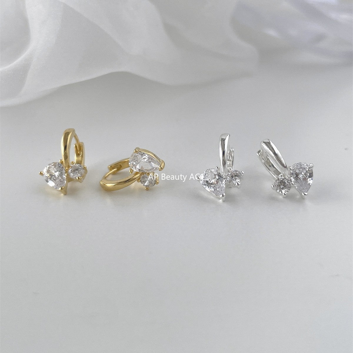 A관 - 925 은침 물방울 큐빅 링 귀걸이 [EH-4001] 25.10-1