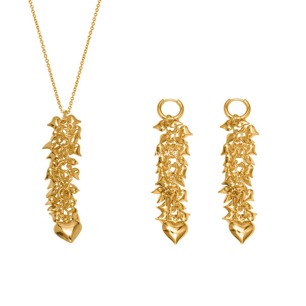 D관 - 스테인리스 스틸 하트 핸드메이드 18K 도금 목걸이 귀걸이 [TXP480] 25.11-4