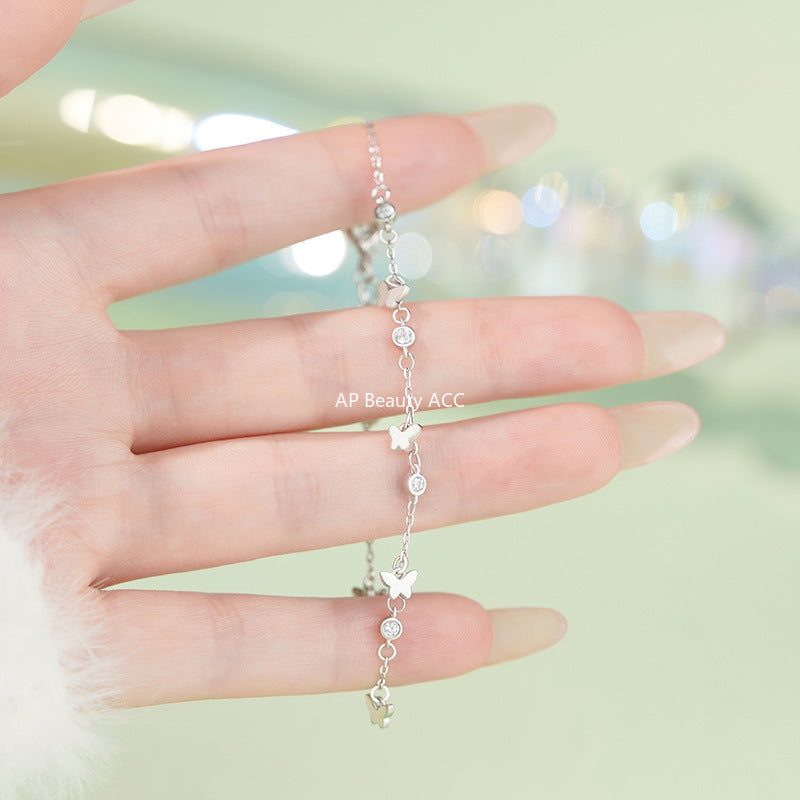 B관 - 999 실버 나비 펜던트 라운드 큐빅 팔찌 [YC4881SL_1] 25.11-2