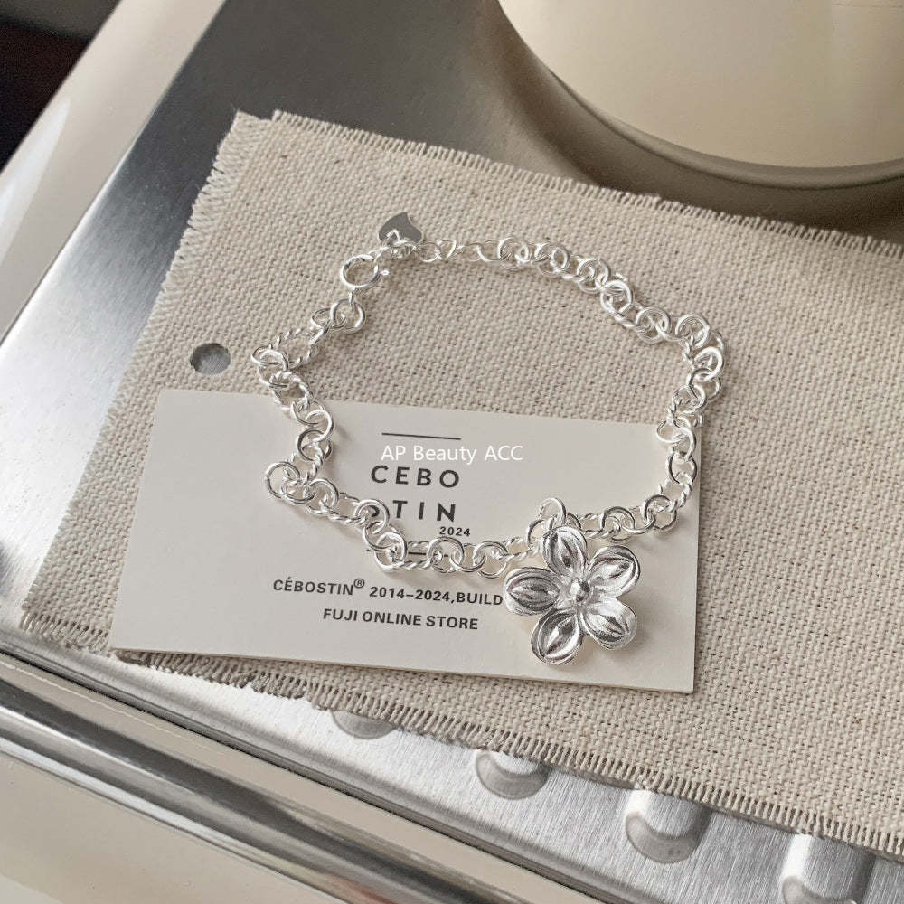 A관 - 플라워 펜던트 체인 925 실버 팔찌 [1509] 25.11-3