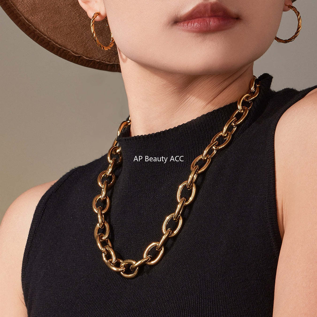 D관 - 볼드 O체인 18K 도금 스테인리스 스틸 목걸이 팔찌 [TXP465] 25.11-3