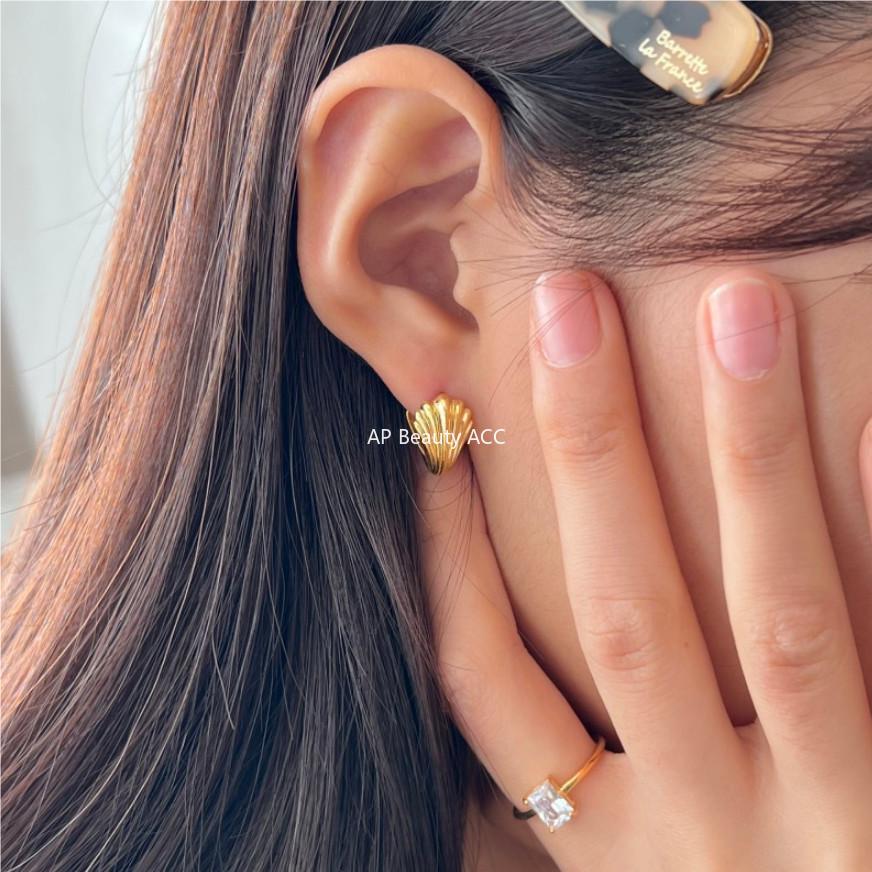 F관 - 925 실버 조개 모양 후프 귀걸이 [C1090] 25.10-4