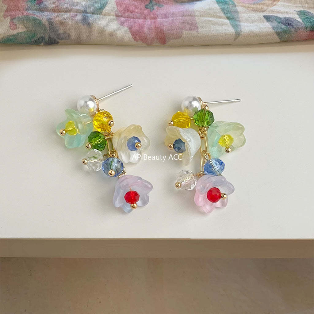 C관 - 핸드메이드 글래스 크리스탈 은방울꽃 귀걸이 [5551] 25.02-2