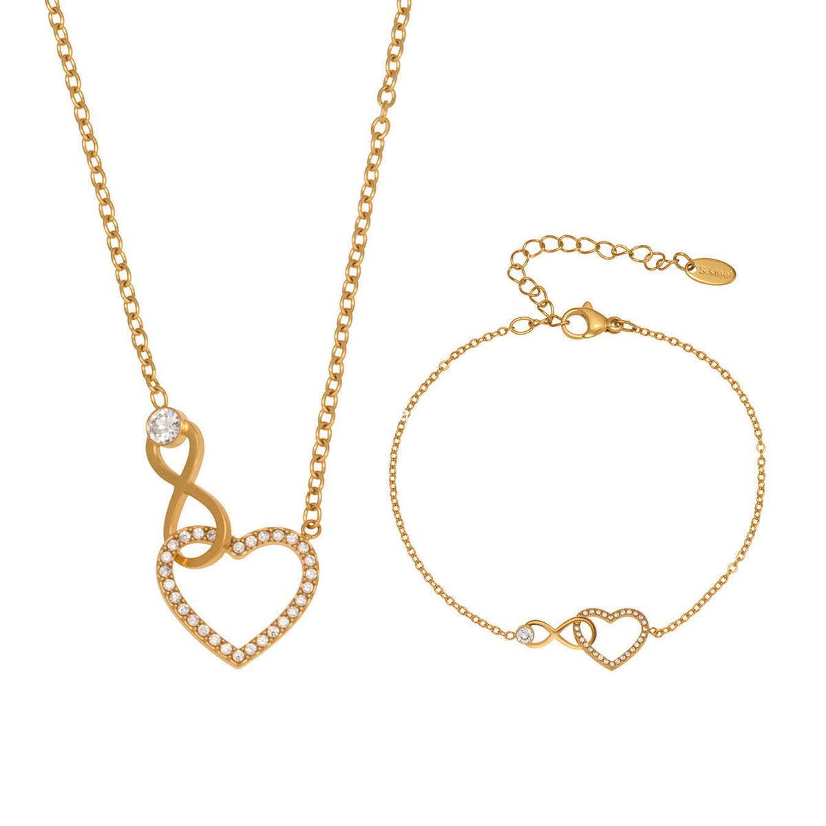 D관 - 하트 인피니티 큐빅 18K 도금 스테인리스 목걸이 팔찌 [TXP461] 25.11-3