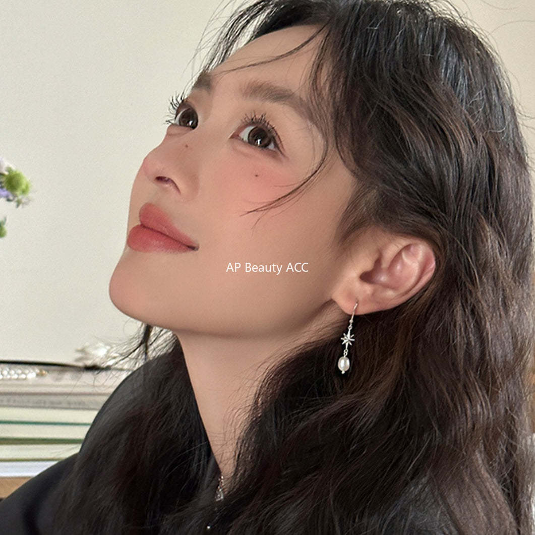 A관 - 925 은침 팔각별 진주 드롭 귀걸이 [EH-4000] 25.10-2