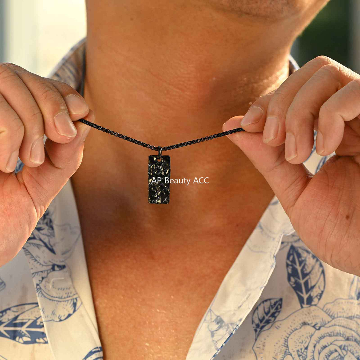 G관 - 스테인리스 직사각형 주름 펜던트 목걸이 [PN-2194] 25.11-1