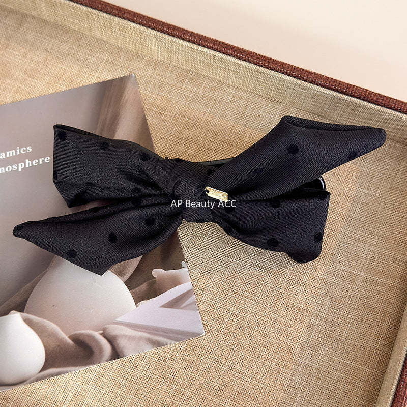 E관 - 체크 도트 리본 골드 포인트 집게핀 [27749] 25.12-1