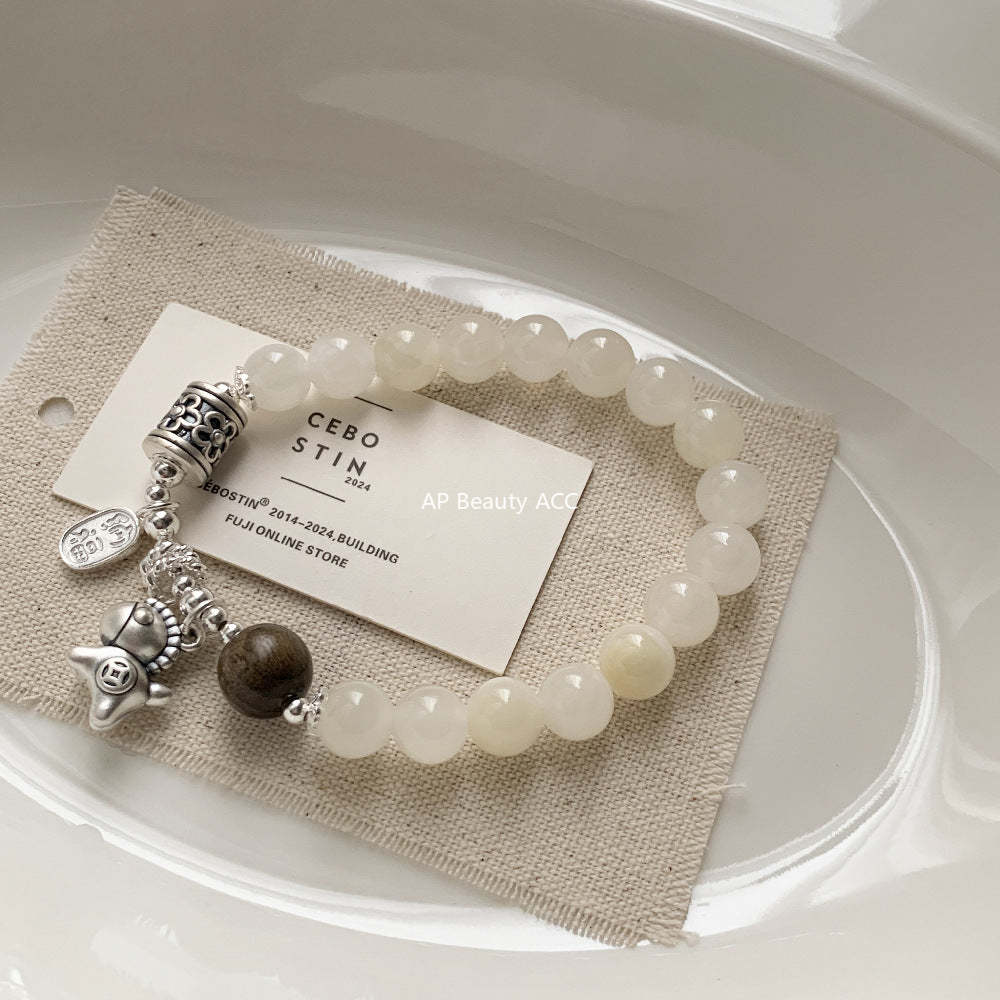 A관 - 말 펜던트 925 실버 옥 비즈 팔찌 [1510] 25.11-3