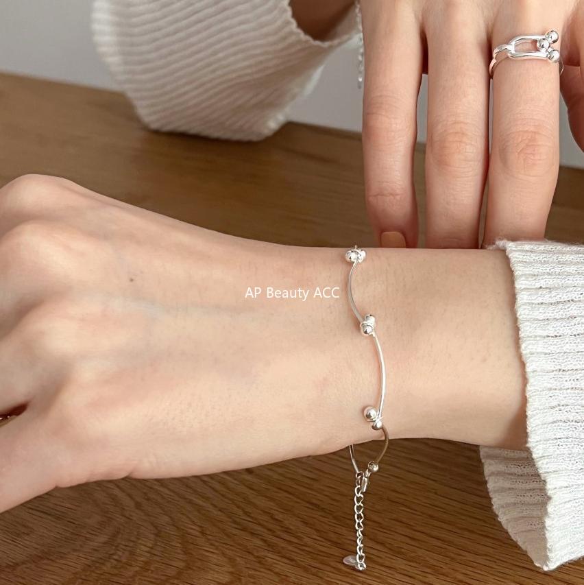 F관 - 925 실버 폴딩 라인 비즈 팔찌 [A312] 25.12-1