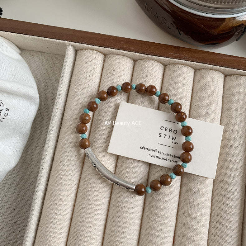 A관 - 블랙 스피넬 흑마노 보리수 비즈 925실버 팔찌 [1612] 25.11-4