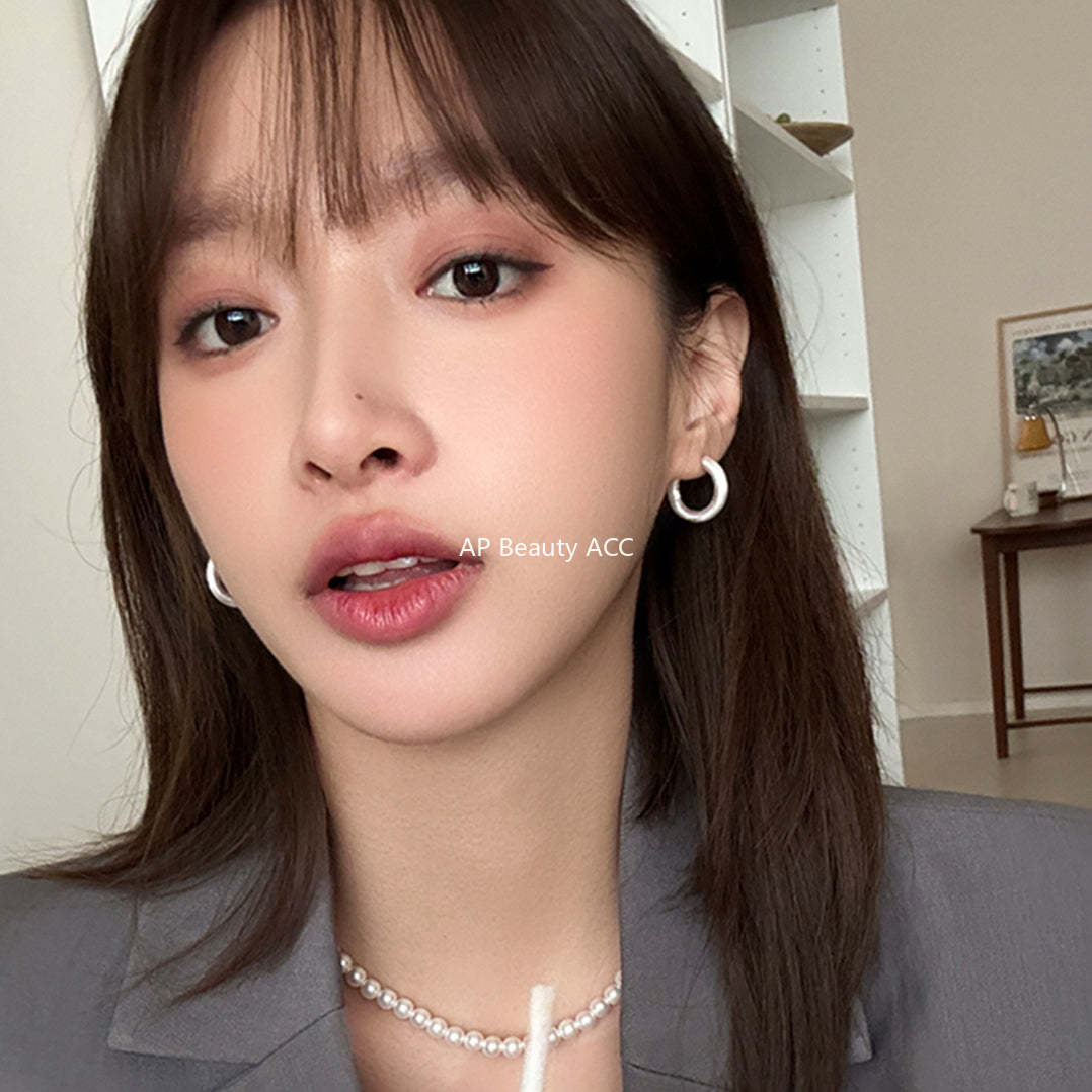 A관 - 925 은침 무광 심플 링 귀걸이 [EH-2400] 25.01-3