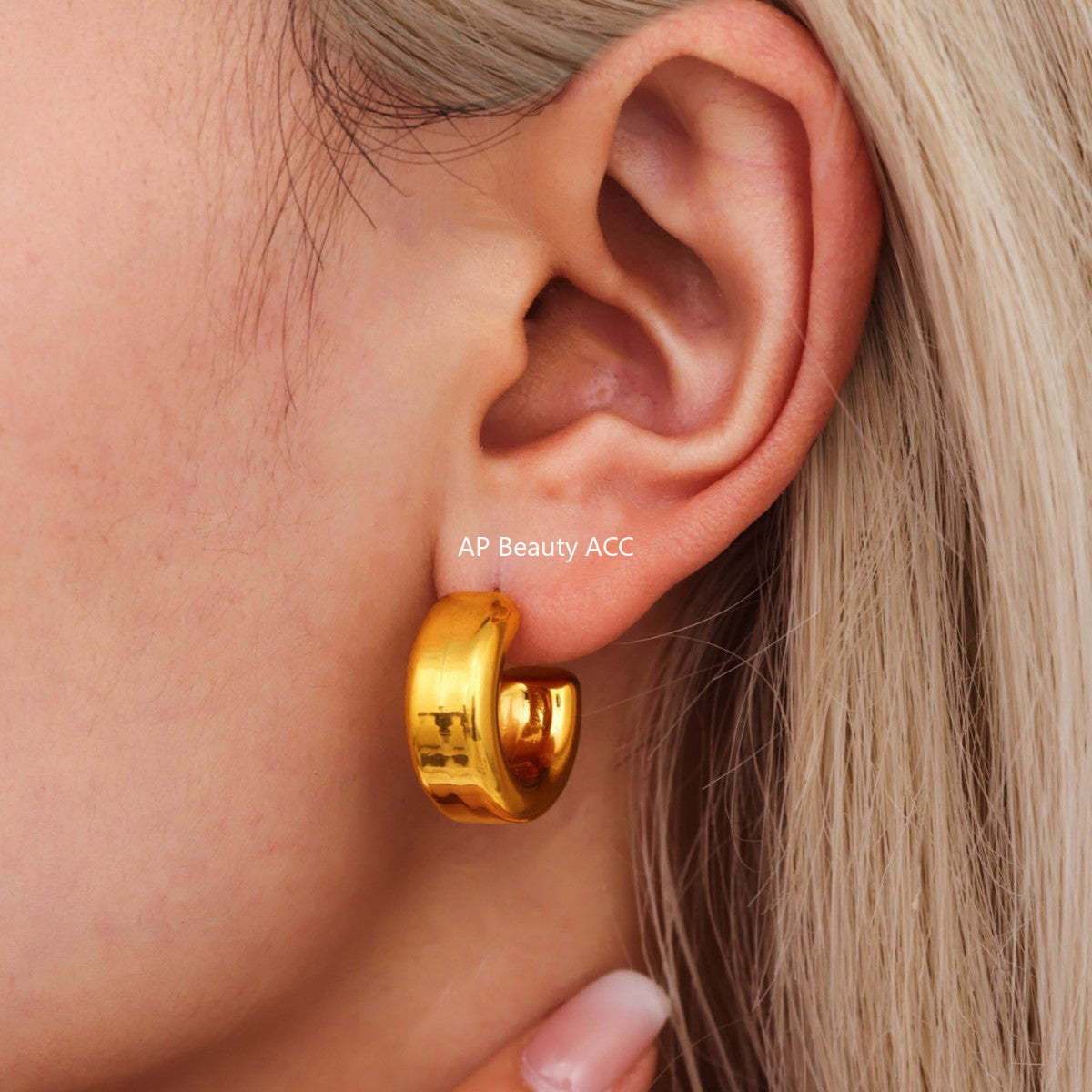 D관 - 20mm C형 18K 도금 스테인리스 스틸 귀걸이 [F729] 25.03-4