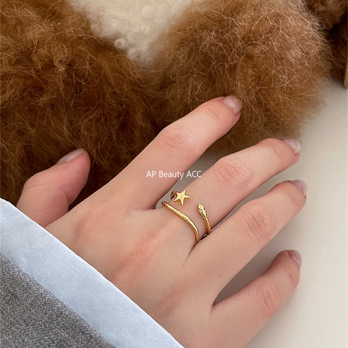 A관 - 925 실버 별 뱀 디자인 오픈형 반지 [JZ-0718] 25.10-3