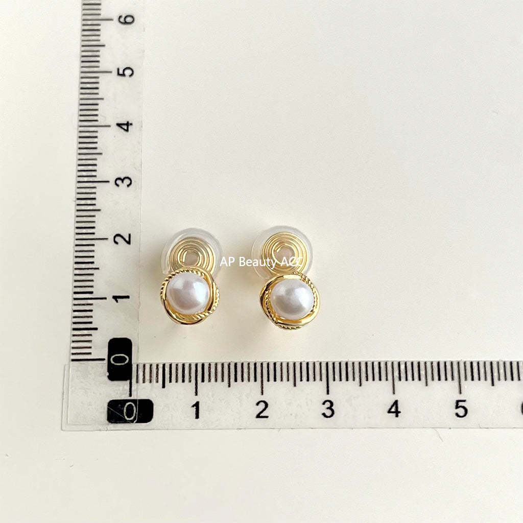 C관 - 담수 진주 골드 도금 나선형 이어커프 귀걸이 [EJ0203P] 25.02-3