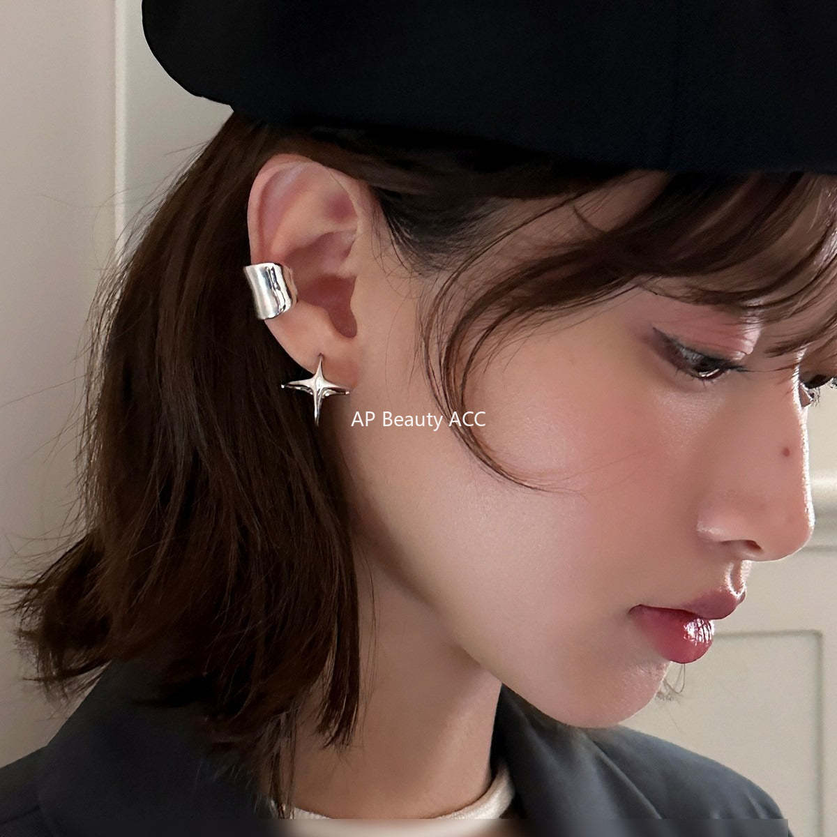 A관 - 사각별 링 디자인 귀찌 귀걸이 [EJ-58] 25.12-3