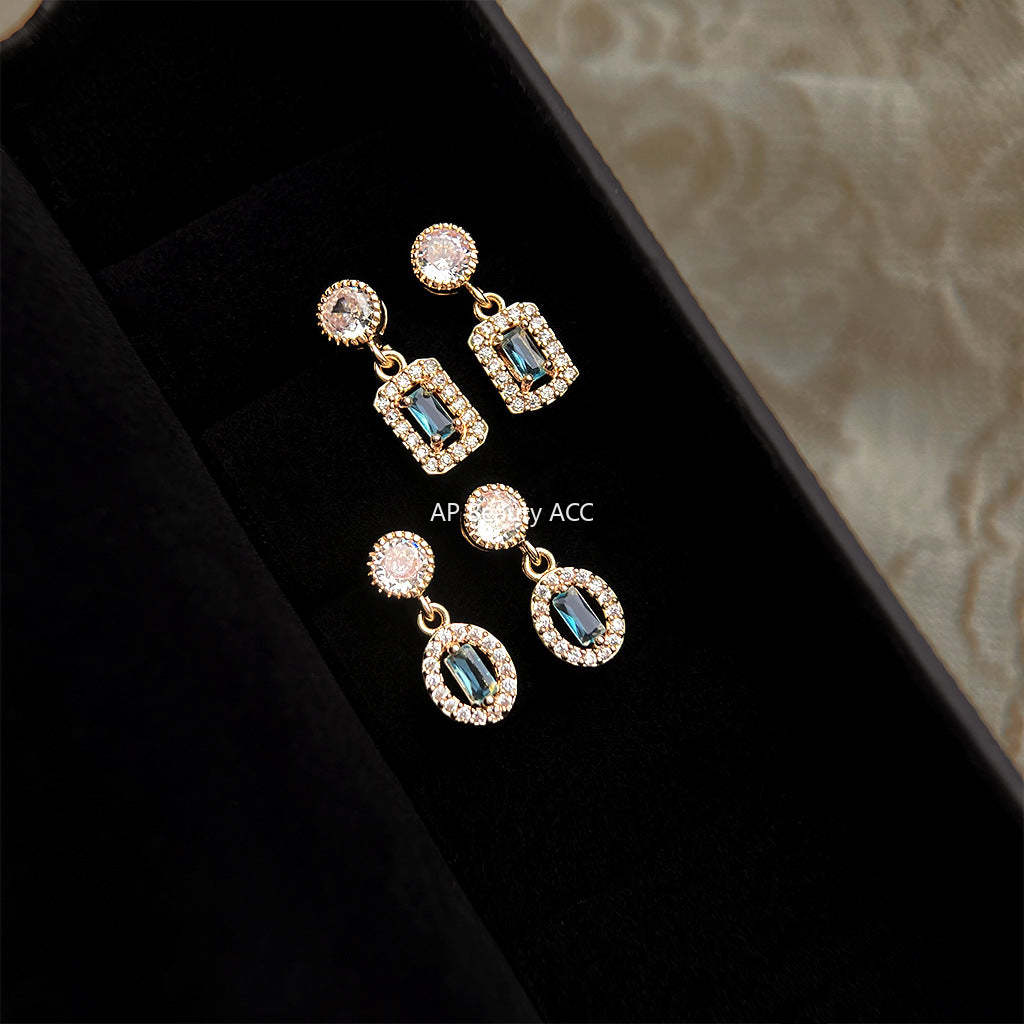 C관 - 큐빅 블루톤 디자인 미니 데일리 귀걸이 [5706-5707] 25.03-3