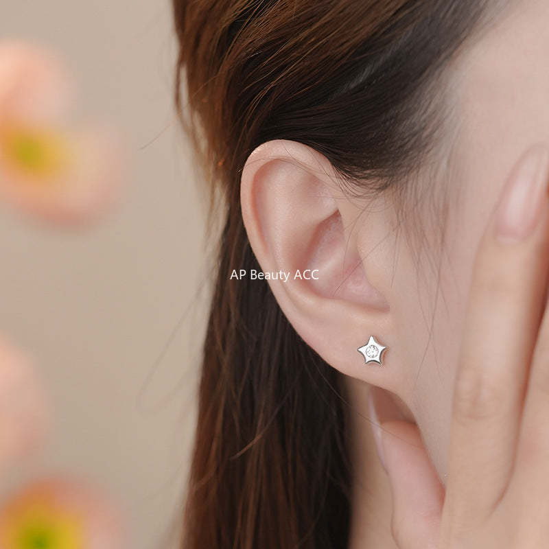 B관 - 999 실버 별 모양 큐빅 스터드 귀걸이 [YC3484E_1] 25.10-4