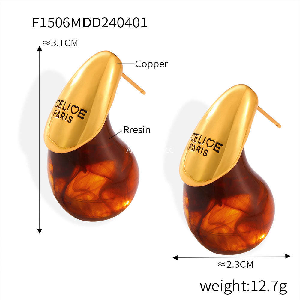 D관 - 스테인리스 스틸 캔디 컬러풀 레진 귀걸이 [F854] 24.12-4