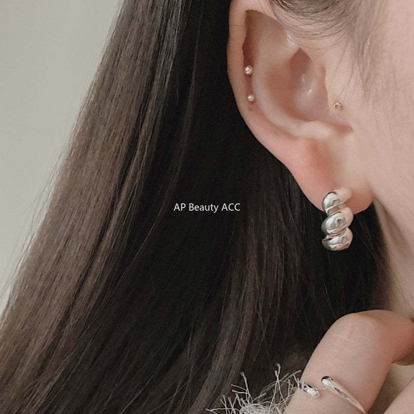 F관 - 925 실버 비즈 피어싱 귀걸이 [C876] 25.12-1