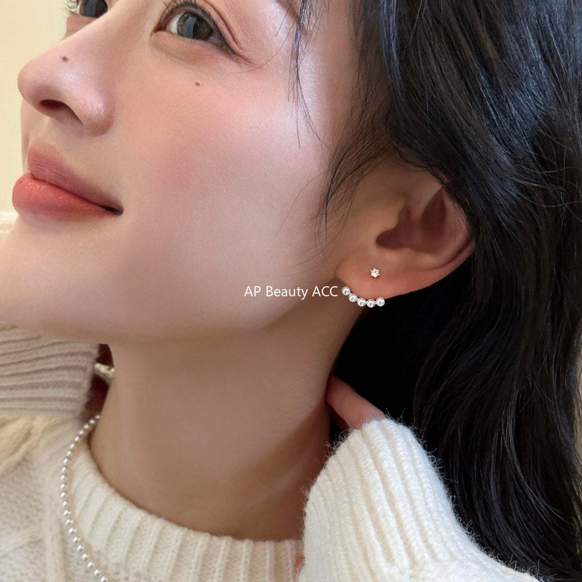 A관 - 925 은침 진주 드롭형 큐빅 귀걸이 [EH-3553] 25.05-4