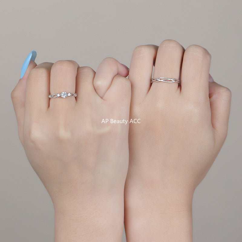 B관 - 999 실버 라인 큐빅 커플 반지 [YC3738R_1] 25.10-1