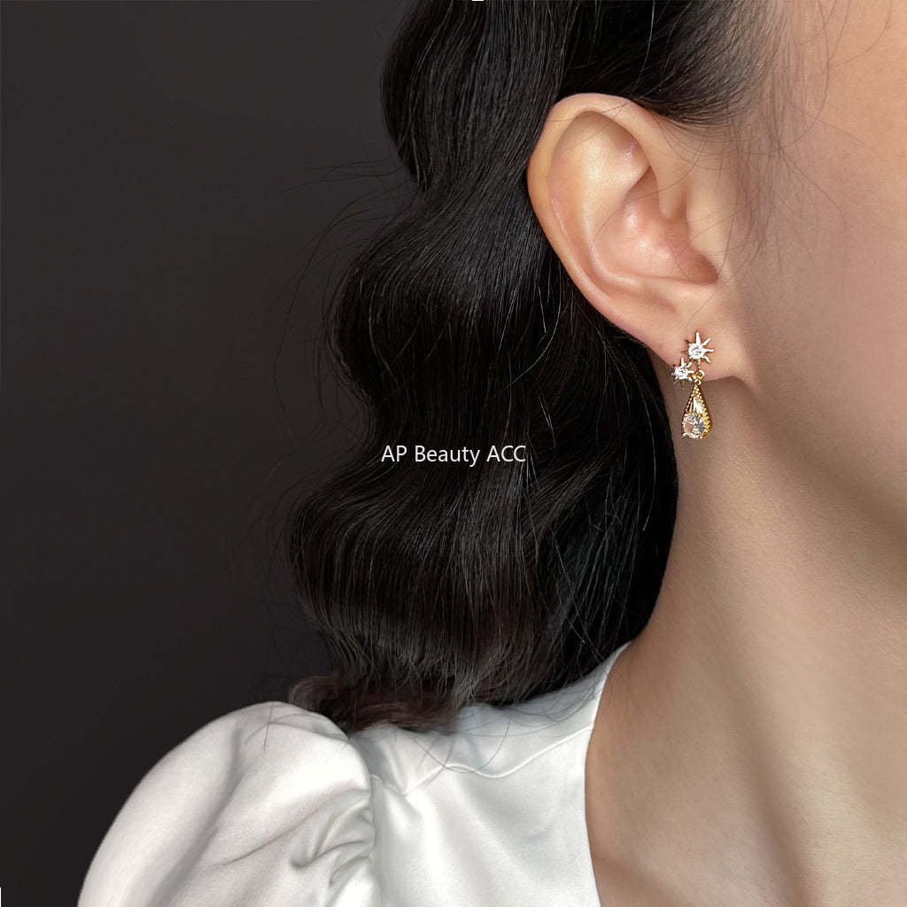 C관 - 14K 도금 925 은침 큐빅 별 귀걸이 [6264] 25.06-3