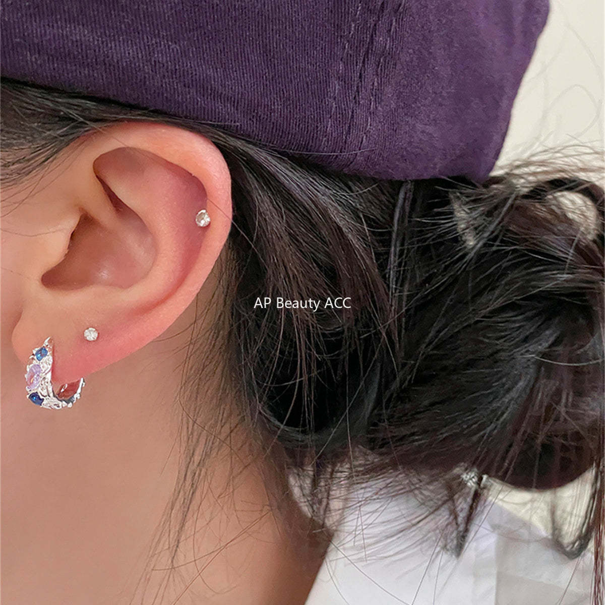 A관 - 925 은침 컬러 큐빅 귀걸이 [EH-3758] 25.08-4