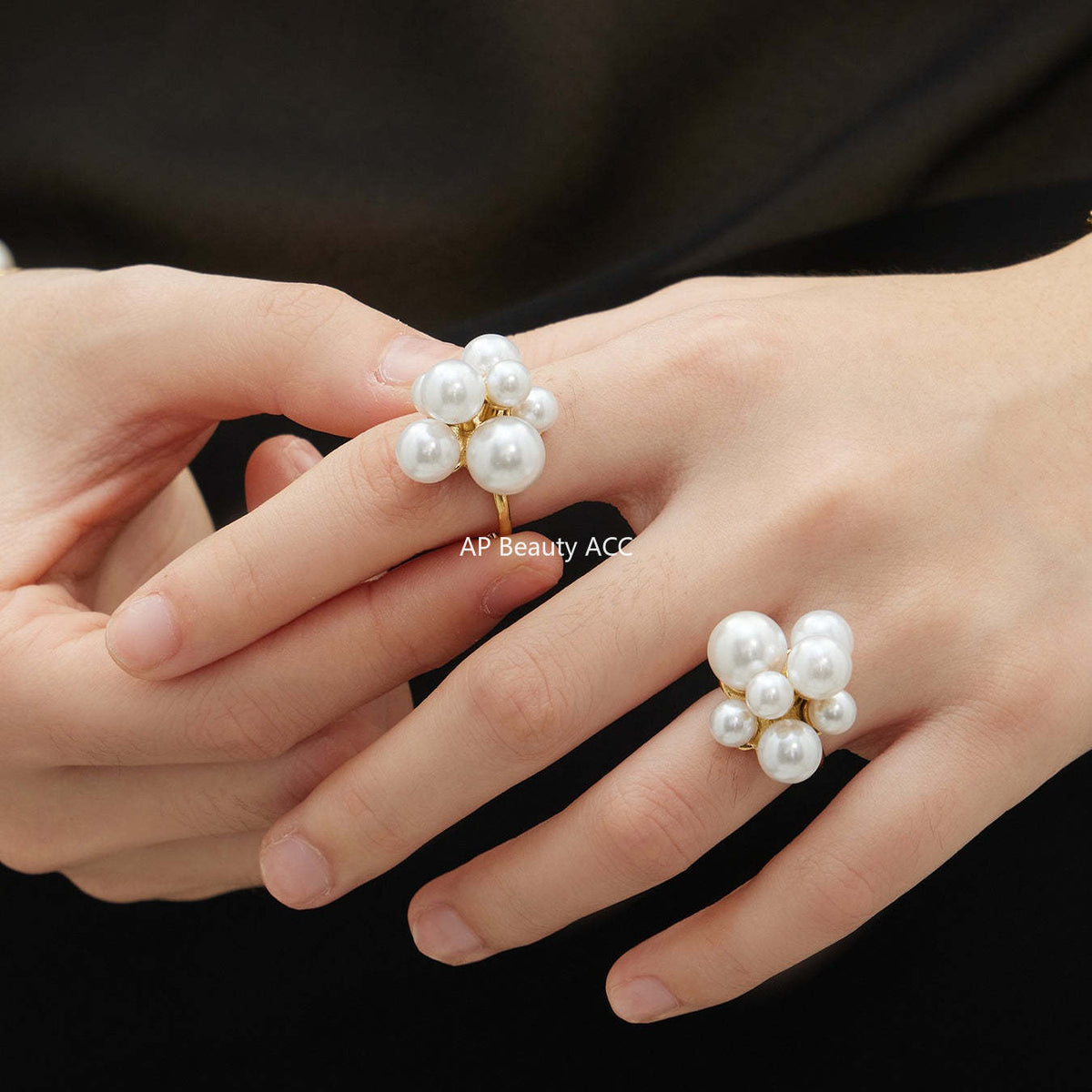 D관 - 스테인리스 스틸 18K 도금 자개 진주 라운드 레진 팔찌 반지 [TXA520-TXE520] 25.12-3