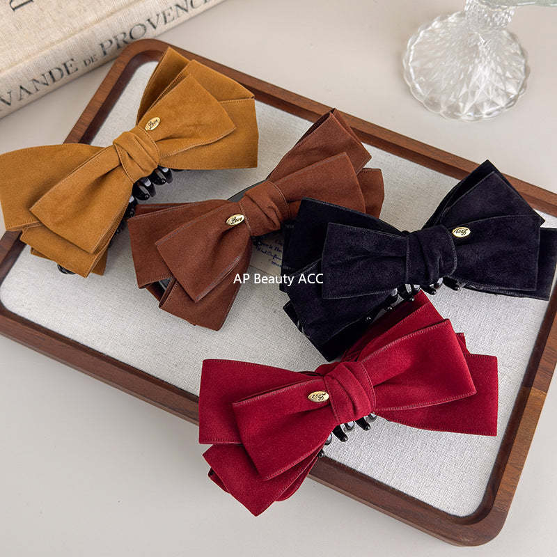 E관 - 스웨이드 리본 골드 포인트 집게핀 [27621] 25.11-1