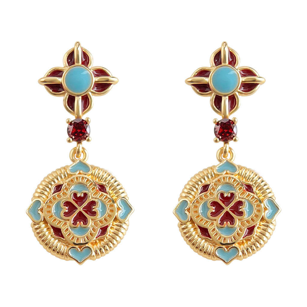 C관 - 925 은침 핸드페인팅 문양 귀걸이 [7038] 25.11-1