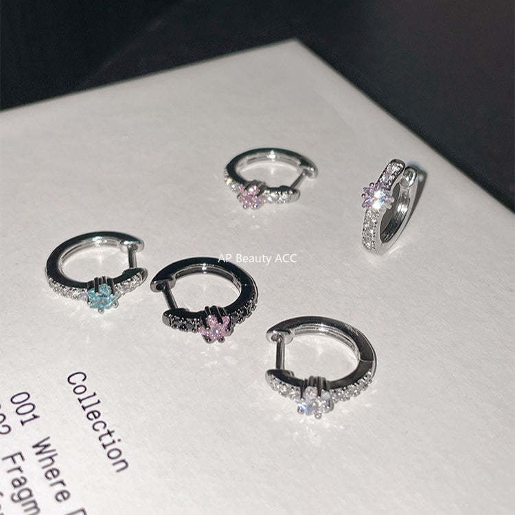 A관 - 별 큐빅 316 스테인리스 스틸 링 귀걸이 [EH-4333] 25.12-1