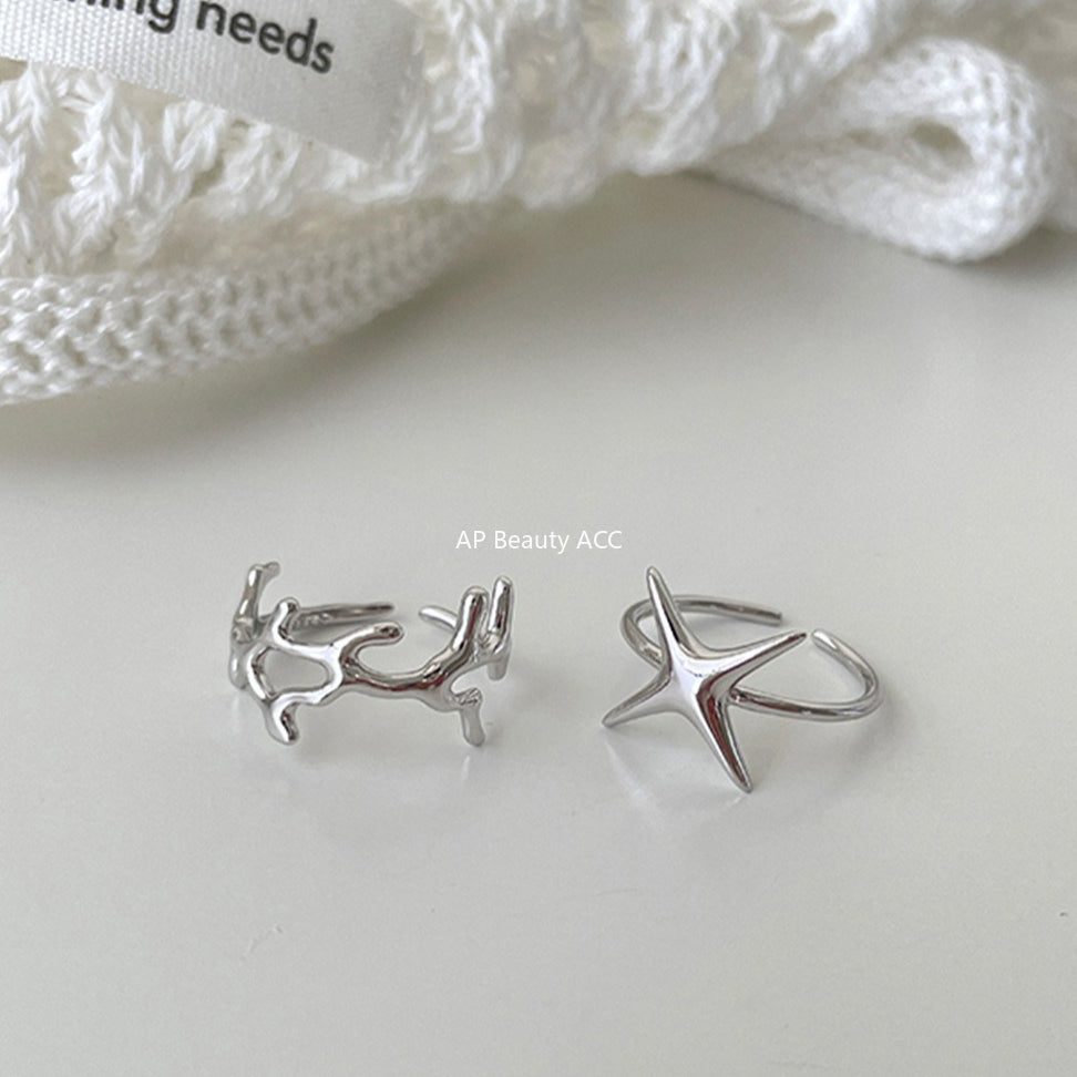 A관 - 925 실버 불규칙 나뭇가지 별 디자인 반지 [JZ-0708] 25.10-3