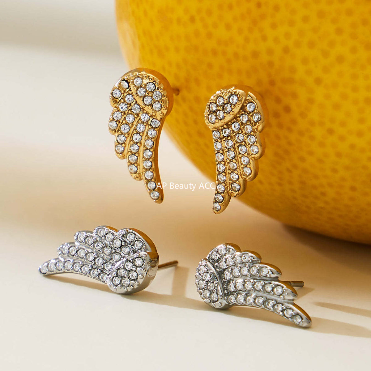 D관 - 스테인리스 스틸 날개 큐빅 18K 도금 팔찌 목걸이 귀걸이 반지 [TXP486] 25.11-4