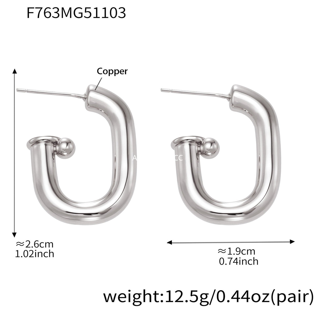 D관 - 18K 도금 U자형 타원 스터드 귀걸이 [F763] 25.11-1