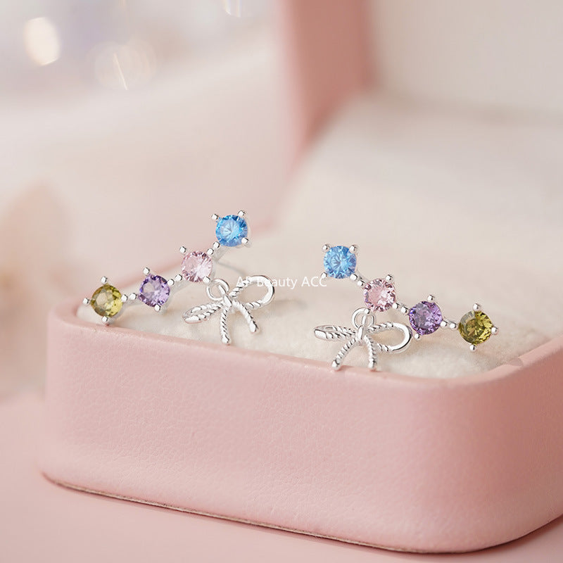 B관 - 925 실버 리본 컬러 큐빅 귀걸이 [YC2033E_2] 25.10-2