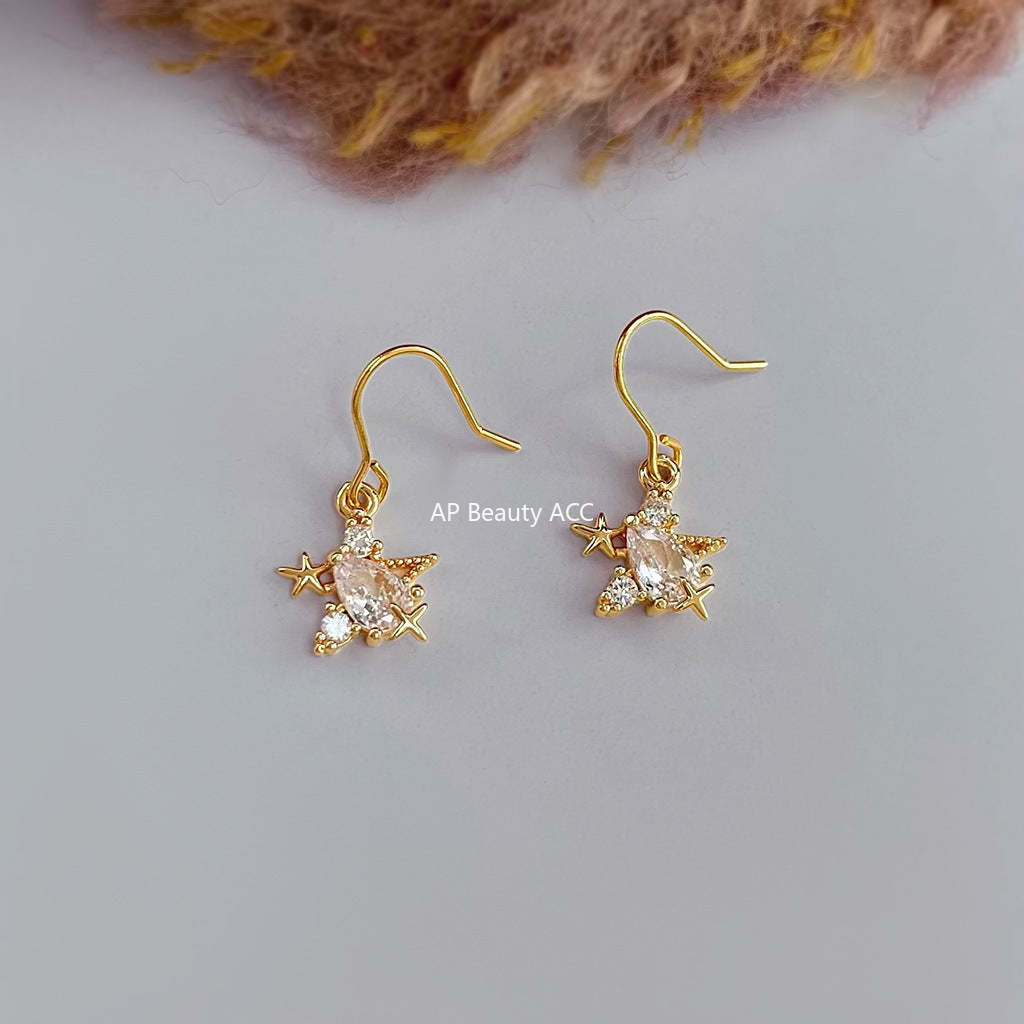 C관 - 핸드메이드 큐빅 불가사리 925 은침 후크 귀걸이 [7060] 25.12-1