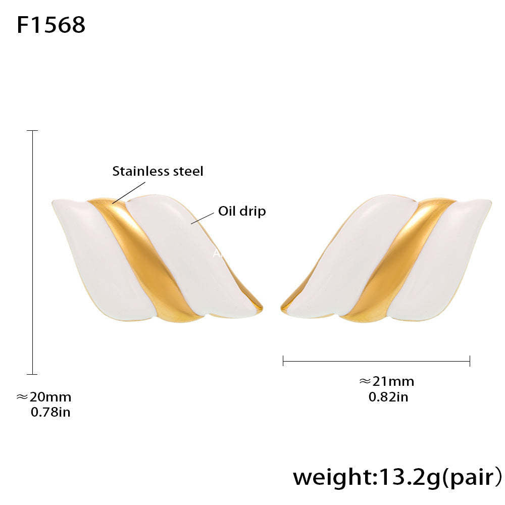 D관 - 날개 오일 코팅 18K 도금 스테인리스 스틸 귀걸이 [F1568-F1070] 25.02-1