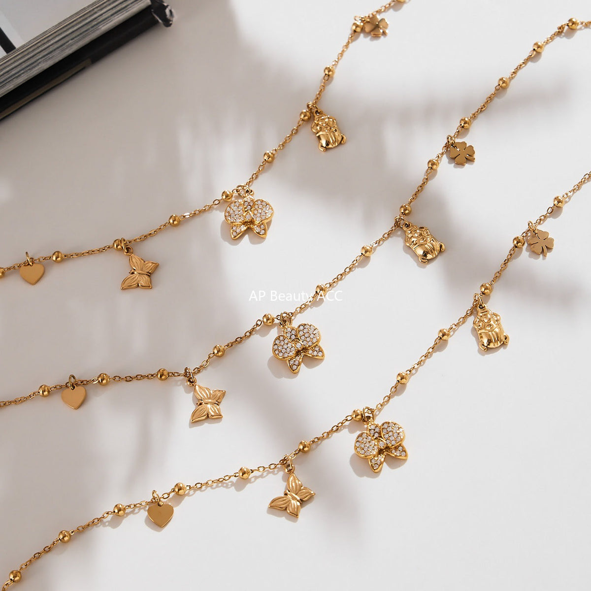 D관 - 스테인리스 스틸 18K 도금 나비 펜던트 목걸이 [P1712] 25.10-3