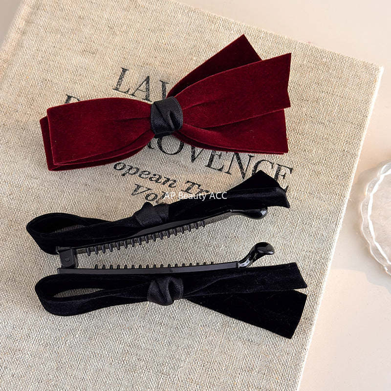 E관 - 벨벳 리본 모양 바나나 집게핀 [27757] 25.12-1