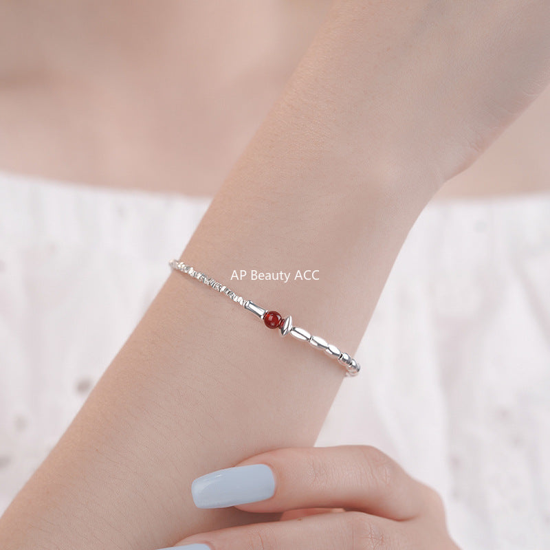 B관 - 925 실버 마노 쌀알 파편 실버 팔찌 [YC4706SL_1] 25.10-2