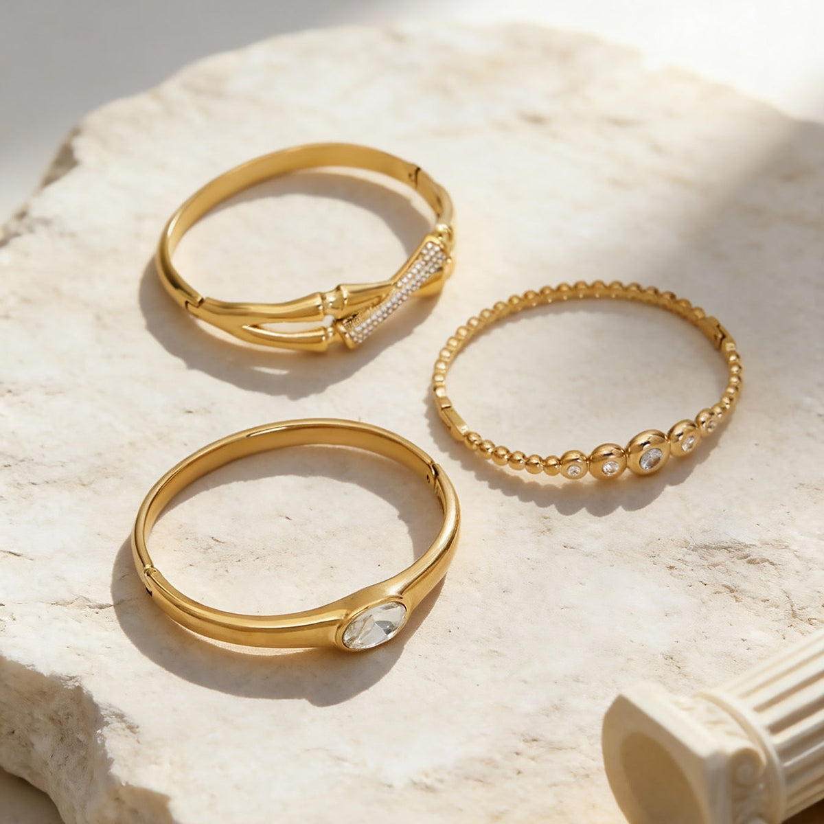 D관 - 스테인리스 스틸 18K 도금 큐빅 버클 팔찌 [Z525-Z527] 25.12-3